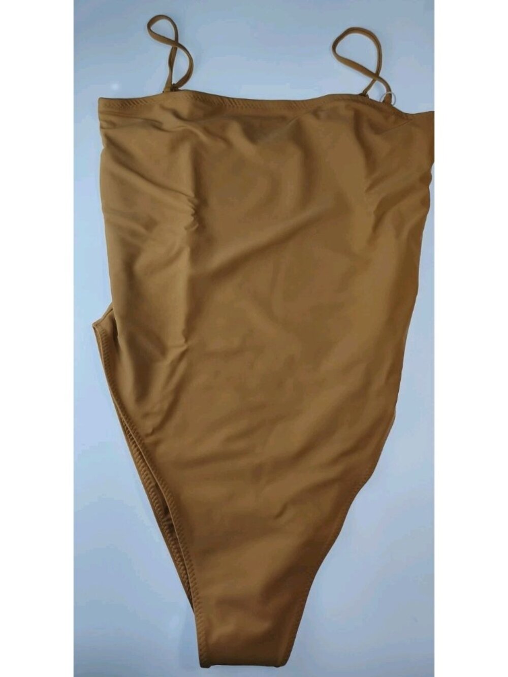 SAME Los Angeles Women One Piece Swimsuit L Caramel Tan Spaghetti Strap NWT